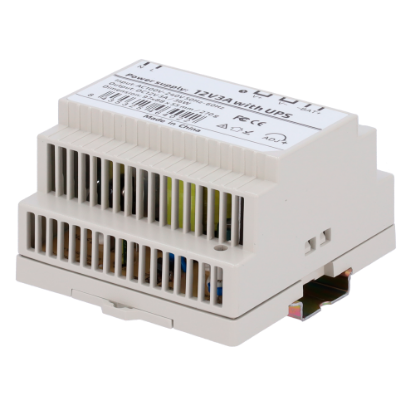 Billede af Strømforsyning til DIN skinne montage. 12V 3A, mulighed for batterimontage (USP)