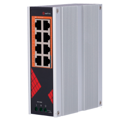 Billede af Safire PoE Switch 130W, 6x 30W PoE+ (1000Mbps) & 2x 60W HiPoE (1000Mbps), WatchDog, DIN